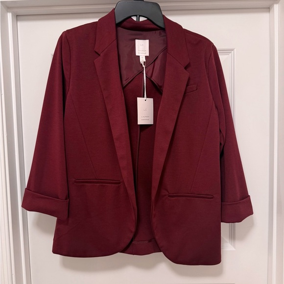 LC Lauren Conrad Jackets & Blazers - LC Lauren Conrad Burgundy Open Front Blazer